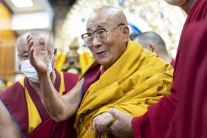 Dharamsala: Tibetan spiritual leader Dalai Lama during the Long Life Prayer Offering at the Main Tibetan Temple