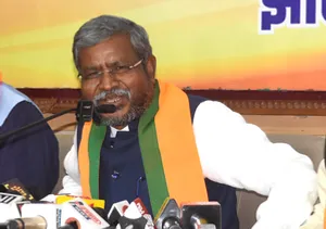 Ranchi: Jharkhand State BJP President Babulal Marandi addresses a press conference
