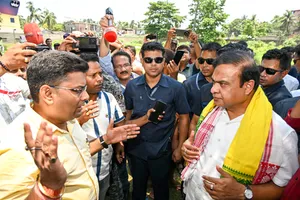Dhubri: Himanta Biswa Sarma interacts with local residents