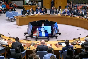 International Atomic Energy Agency Director General Rafael Mariano Grossi addresses the United Nations Security Council emergency session through a video link. (Photo: UN)