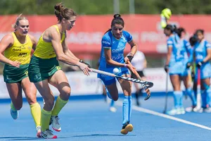 Indian women's team suffers narrow 2-3 defeat against Australia in the FIH Hockey Pro League 2024/25 match at the Lee Valley Hockey & Tennis Centre near London on Saturday. Photo credit: Hockey India