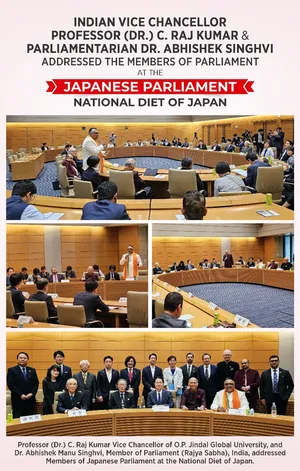 Leading academic C Raj Kumar and Abhishek Singhvi address members of Japanese Parliament
