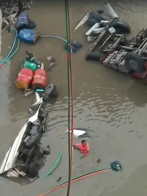 Three killed as bridge collapses in Gujarat's Vadodara, vehicles fall into river