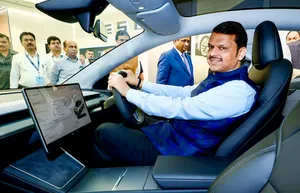 Mumbai: Devendra Fadnavis Visits Tesla Experience Centre