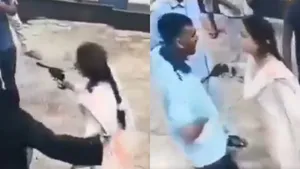 Crime News: చంపేస్తా.. పట్టపగలు ఛాతిపై తుపాకి ఎక్కుపెట్టి యువతి రచ్చ.. వీడియో వైరల్!