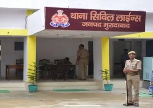 मुरदााबाद में स्तिथ सिविल लाईंस थाने का फोटो। 