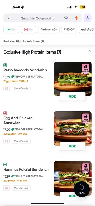 Exclusive Launch of High Protein Dished on Caterspoint on Swiggy