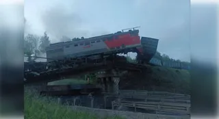 Second train incident in 24 hours: Bridge collapse derails freight train in Russia