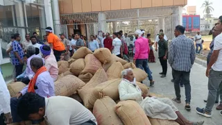 Farmers Stage Protest on Bhadrak Collectorate Premises Over Paddy Procurement Delays