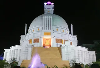 Dhauli Peace Pagoda replica in puja pandal in West Bengal