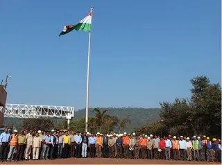 Monumental tricolour hoisted atop 100ft flagpole at JSPL