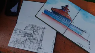 Tracing the city architect with pencil & colours