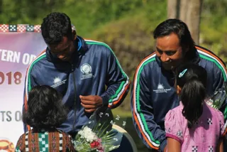 Odisha's blind cricketers Jafar Iqbal, Pankaj Bhue celebrate Puspuni in Dubai