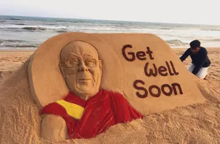 Odisha's Sudarsan Pattnaik wishes speedy recovery of Dalai Lama with sand art