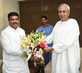 Naveen, Dharmendra discuss Odisha's development in Delhi meet