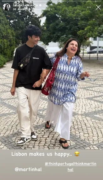 Farah Khan with her son Czar at Martinhal Lisbon Oriente