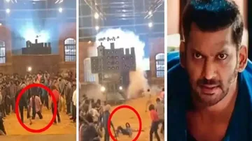 Actor Vishal during movie stunt