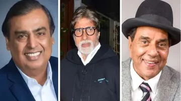 Mukesh Ambani, Amitabh Bachchan and Dharmendra