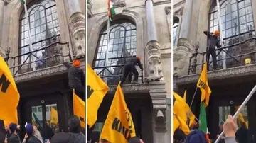 Pulling Down Indian Flag