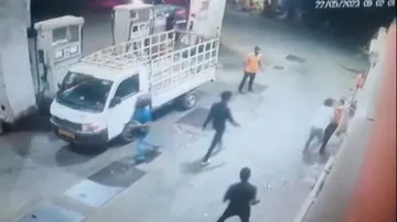 vandalizing the petrol pump