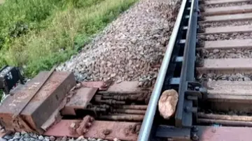 Boulder stuck in the interlock at Manjuri Railway station