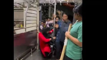 Passengers Enter Moving Train 