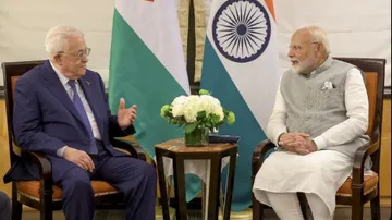 Modi Meet palestine President