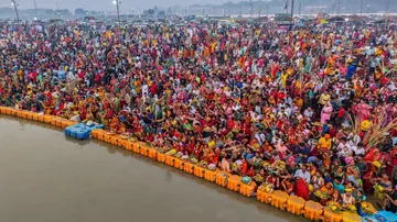 Crowd Of Devotees At Maha Kumbha Mela