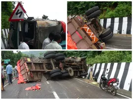 ଜି.ଉଦୟଗିରି: କଳିଙ୍ଗା ଘାଟିଲା ଓଲଟିଲା ଲୁହା ରଡ୍ ବୋଝେଇ ଟ୍ରକ