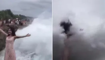 ସମୁଦ୍ର ପାଖରେ ଛିଡା ହୋଇ ଯୁବତୀ ଉଠାଉଥିଲେ ଫଟୋ, ହଠାତ୍‌ ମାଡିଆସିଲା ବଡ଼ ଲହଡ଼ି, ତା’ପରେ..