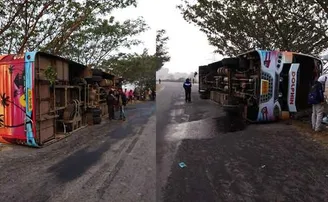 ଓଲଟି ପଡ଼ିଲା ‘ଡଲଫିନ’ ବସ୍‌