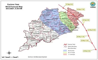 ଘଣ୍ଟା ପ୍ରତି ୧୬ କିମି ବେଗରେ ଆସୁଛି ୟାସ୍, ପାରାଦୀପ ଠାରୁ ୨୮୦ କିମି ଦୂରରେ