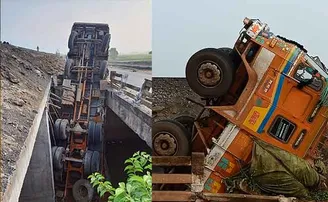 ବ୍ରିଜ୍‌ ତଳକୁ ଖସି ପଡ଼ିଲା ମାଛ ବୋଝେଇ ଟ୍ରକ୍‌