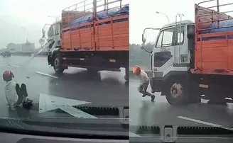 ଚାପି ଦେଇଥାନ୍ତା ଟ୍ରକ୍, ସୂତା ଖିଅରେ ଯମକୁ ଚକ୍‌ମା ଦେଲେ ବାଇକର୍