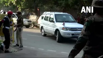 Rajnath Singh At Bipin Rawat House