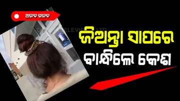 Girl reached in mall with a snake in her hair