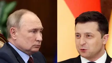 Russian President Vladimir Putin, Ukrainian President Volodymyr Zelensky