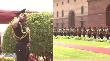 Chief of the Army Staff General Manoj Pande receives Guard of Honour at South Block Lawns