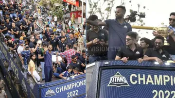 Gujarat Titans participates in victory parade to celebrate the IPL 2022 title
