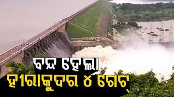 4 sluice gates of Hirakud Dam closed