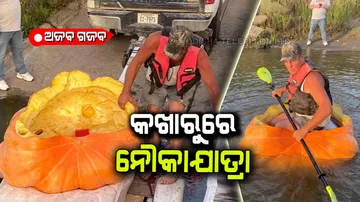 Man sets world record by travelling 61 km in a pumpkin