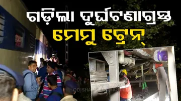 MEMU train derails in Odisha Sambalpur