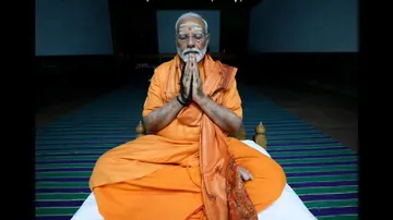 PM Modi Meditates At Vivekananda Rock