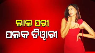 Palak Tiwari glamorous look in red rose strappy bodycon