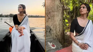 Malvika Mohanan share her white saree pics