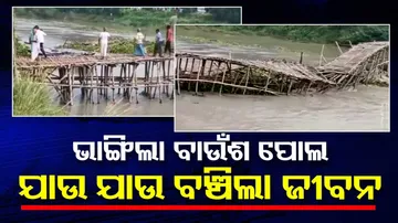 Makeshift bridge washed away due to rain in West Bengal