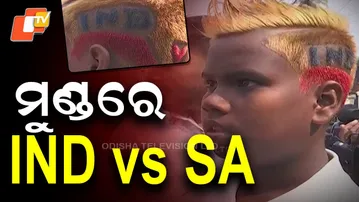 Fan's “IND vs SA” Hairstyle in Massive Crowd at Barabati Stadium