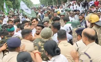 Water cannons fired as BJD workers try to storm Odisha Assembly in Bhubaneswar