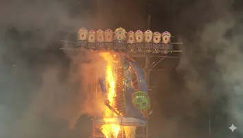 Effigies of Ravan burnt marking victory of Good over Evil