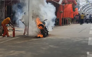 Moving motorcycle bursts into flames in Dhenkanal